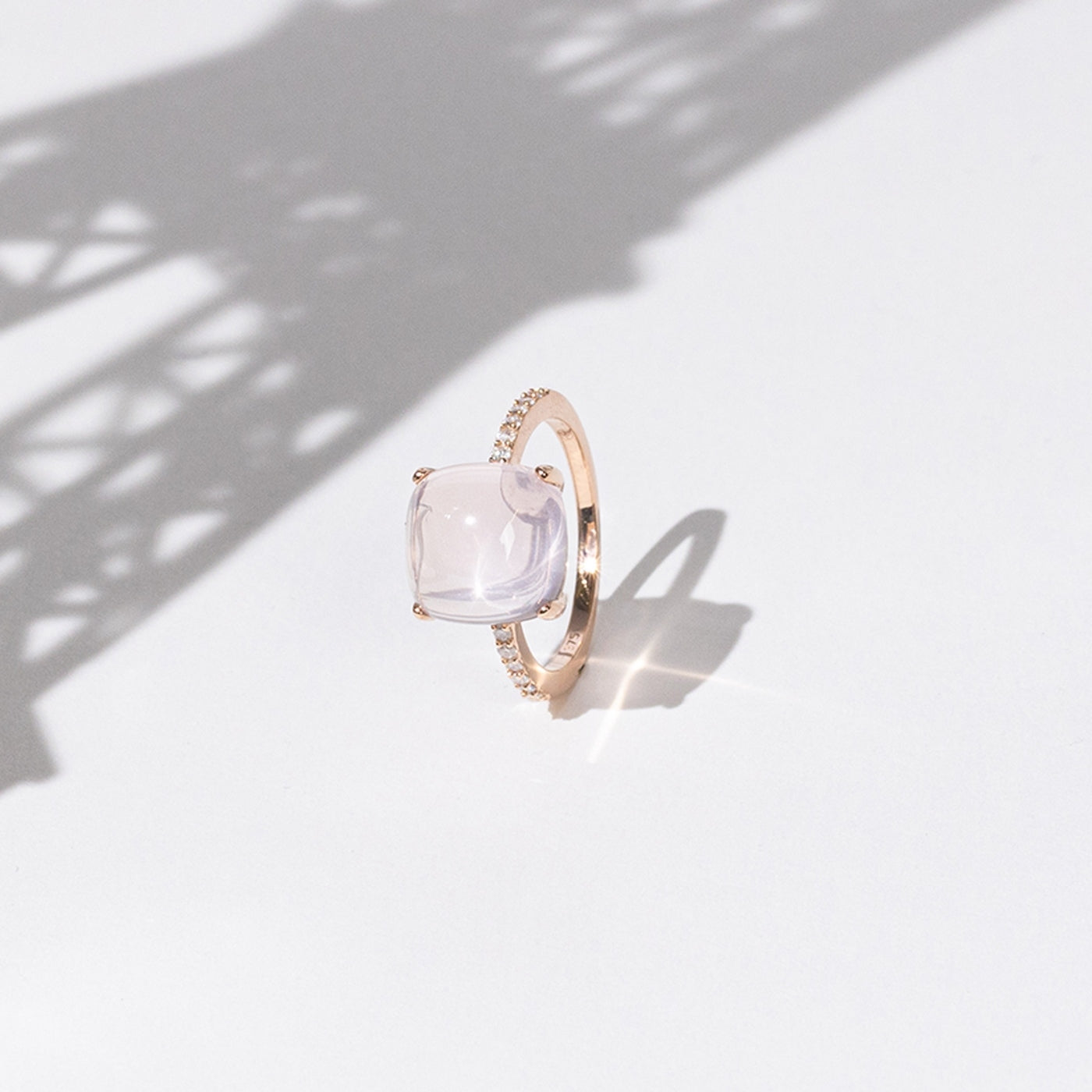 Anillo "Dragee Rose" D0.11/12 y Cuarzo rosa 4.8/1 - Oro rosa 375/1000