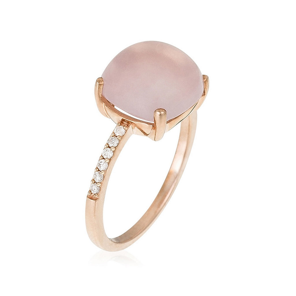 Anillo "Dragee Rose" D0.11/12 y Cuarzo rosa 4.8/1 - Oro rosa 375/1000