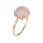 Anillo "Dragee Rose" D0.11/12 y Cuarzo rosa 4.8/1 - Oro rosa 375/1000