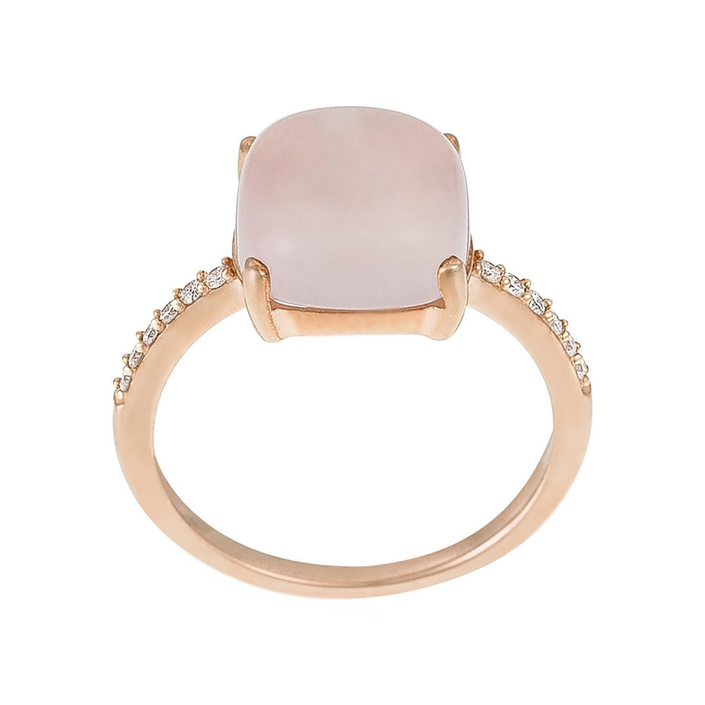 Anillo "Dragee Rose" D0.11/12 y Cuarzo rosa 4.8/1 - Oro rosa 375/1000