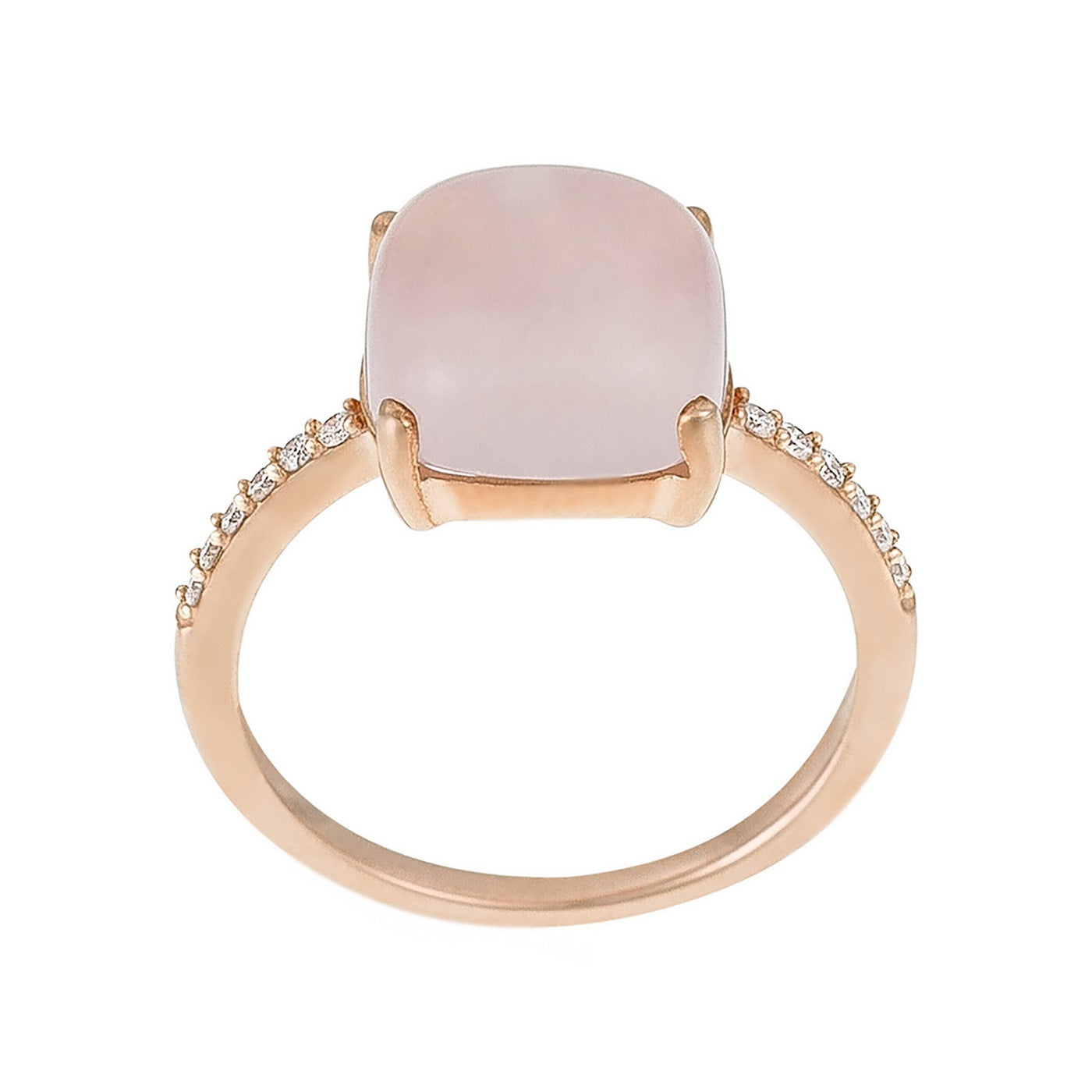 Anillo "Dragee Rose" D0.11/12 y Cuarzo rosa 4.8/1 - Oro rosa 375/1000
