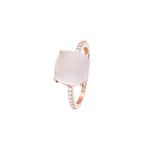 Bague "Rose Dragée" Diamants 0,11/12 & Quartz Rose 4,8/1 - Or Rose 375/1000