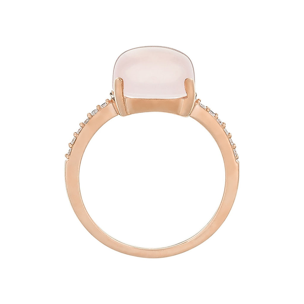 Anillo "Dragee Rose" D0.11/12 y Cuarzo rosa 4.8/1 - Oro rosa 375/1000