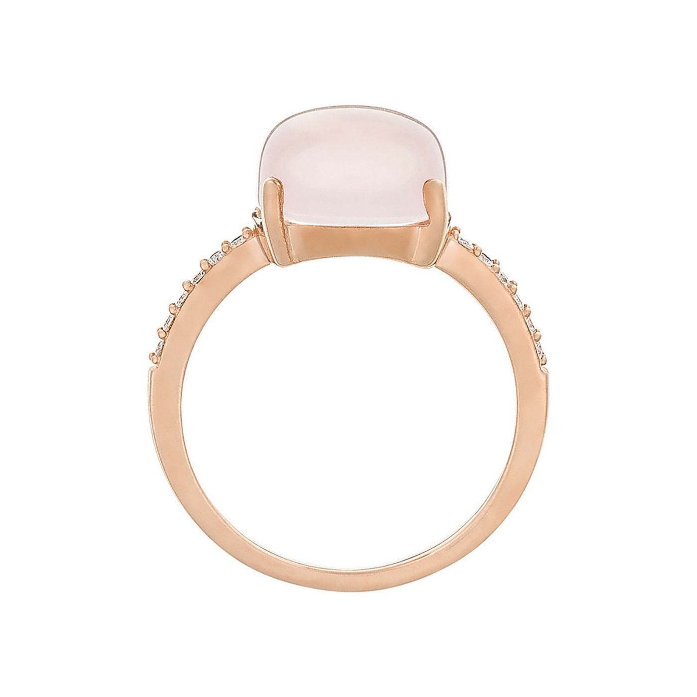 Anillo "Dragee Rose" D0.11/12 y Cuarzo rosa 4.8/1 - Oro rosa 375/1000
