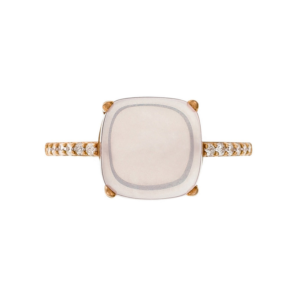 Anillo "Dragee Rose" D0.11/12 y Cuarzo rosa 4.8/1 - Oro rosa 375/1000