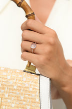 Bague "Rose Dragée" Diamants 0,11/12 & Quartz Rose 4,8/1 - Or Rose 375/1000