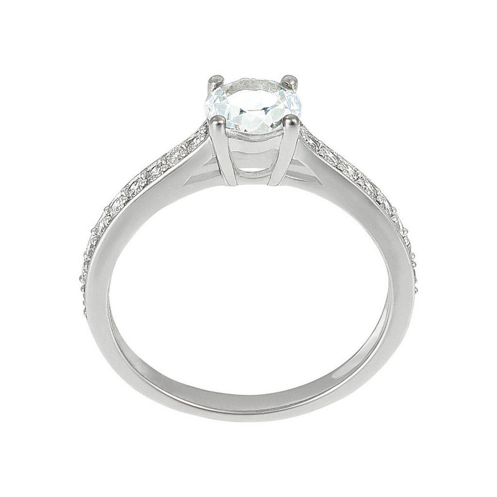 Anello "Héra" con D0,31/18 e topazio bianco 0,90/1 - Oro bianco 375/1000