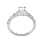 Anello "Héra" con D0,31/18 e topazio bianco 0,90/1 - Oro bianco 375/1000