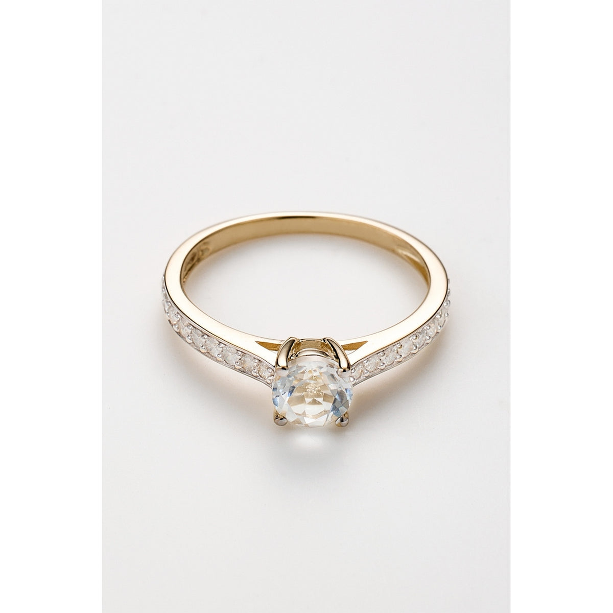 Ring "Héra" D0,313/18 & Witte Topaas 0,90/1 - Geelgoud 375/1000