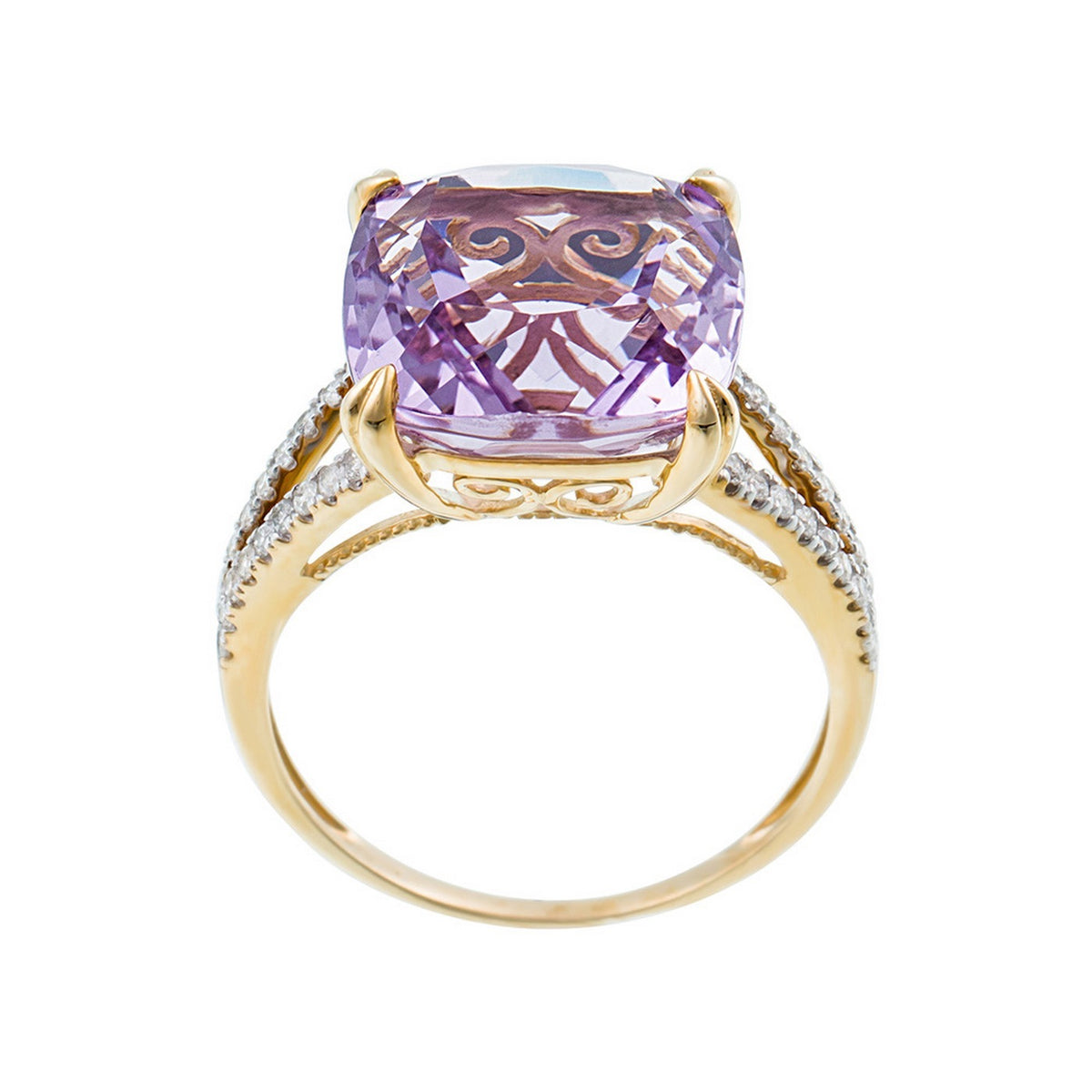 Anello "Pink Fiction" con D0,25/40 e ametista rosa 7,92/1 - Oro giallo 375/1000