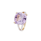 "Pink Fiction" Diamond Ring 0.25/40 & Pink Amethyst 7.92/1 - 375/1000 Yellow Gold