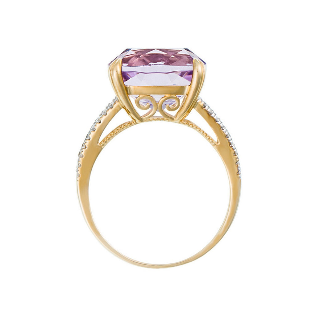 Anello "Pink Fiction" con D0,25/40 e ametista rosa 7,92/1 - Oro giallo 375/1000