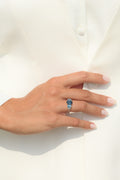 Bague "Blue Hill" Swiss Blue, London Blue Et Sky Blue Topaze - Or Blanc 375/1000