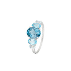 Bague "Blue Hill" Swiss Blue, London Blue Et Sky Blue Topaze - Or Blanc 375/1000
