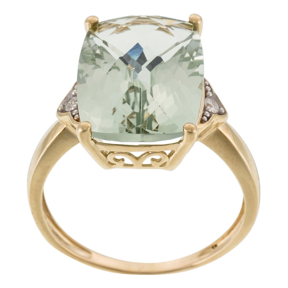 Ring „Green Hill“ D0,03/2 & Grüner Quarz 6,63/1 - 375/1000 Gelbgold