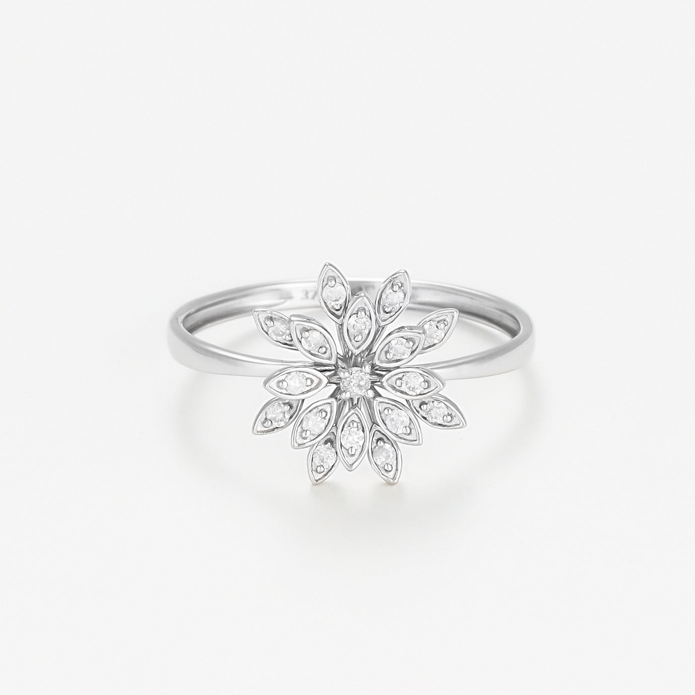 Bague "Bouquet" D0,11/17 - Or Blanc 375/1000