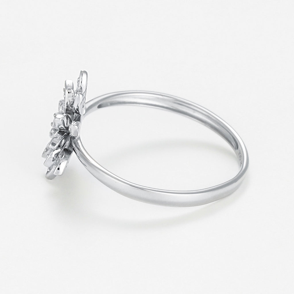 Bague "Bouquet" D0,11/17 - Or Blanc 375/1000