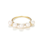 Pearl Ring "Crown" 4Mm*5 And Diamond 0.040