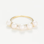 Anillo "Crown" Perla 4Mm*5 & Diamante 0.040 - Oro Amarillo 375/1000