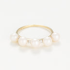 Bague Perle "Crown" 4Mm*5 Et Diamants 0,040 - Or Jaune 375/1000