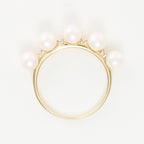 Anillo "Crown" Perla 4Mm*5 & Diamante 0.040 - Oro Amarillo 375/1000