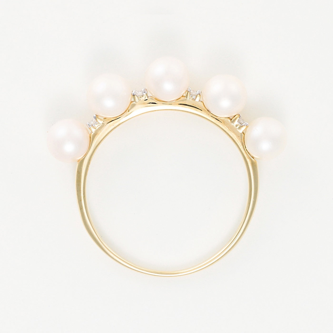 Anillo "Crown" Perla 4Mm*5 & Diamante 0.040 - Oro Amarillo 375/1000