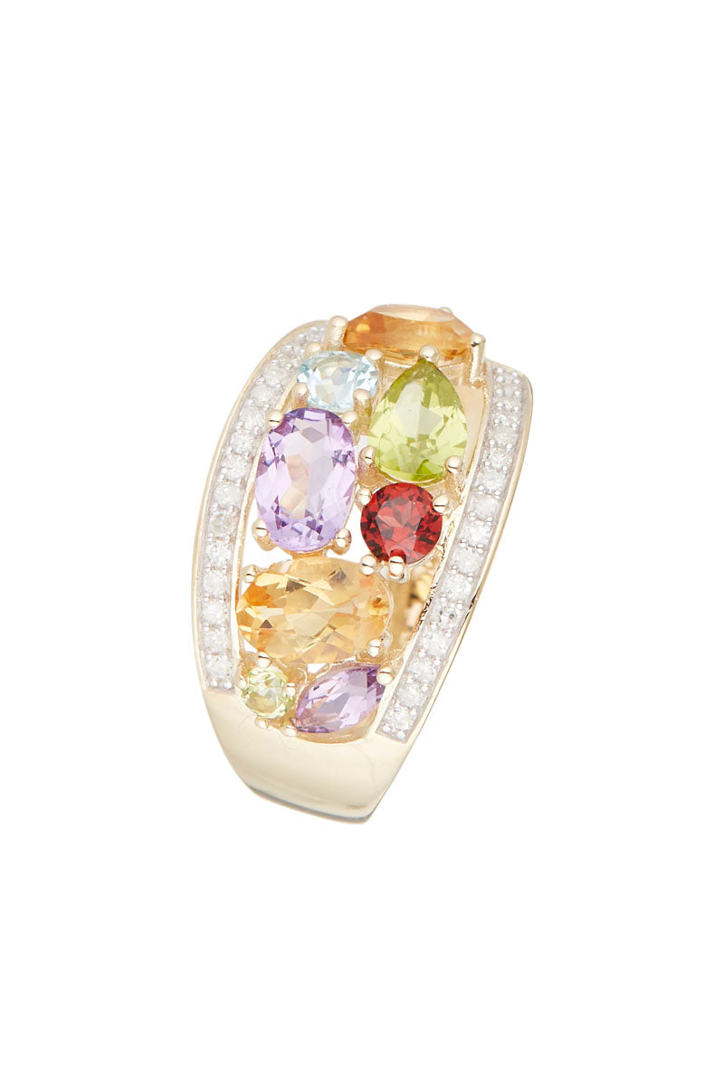 Anillo "Mae" D 0.18/32 Multipiedras 2.6/8 - Oro amarillo 375/1000