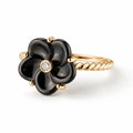 Bague Ceramique "Fleur Noire" Diamant 0,0315/1
