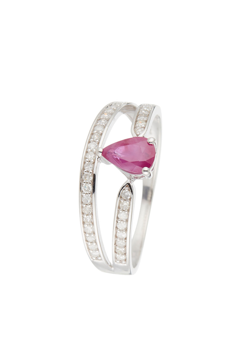 Anillo "Eugenie" Dia 0.2/37 Ru 0.6/1 - Oro blanco 375/1000