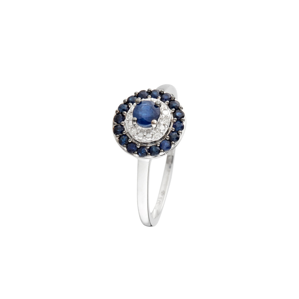 Anillo "Talia" D 0.033/6 Zafiro 0.54/17 - Oro blanco 375/1000
