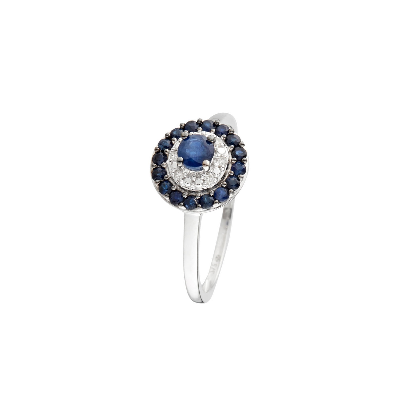 Anillo "Talia" D 0.033/6 Zafiro 0.54/17 - Oro blanco 375/1000