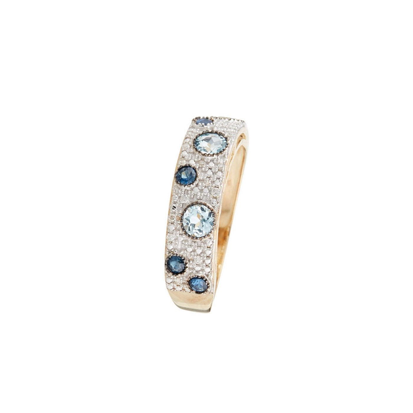 Bague "Majunga" D 0,0035/16 Saphir 0,1/4 Blue Topaze 0,176/3 - Or Jaune 375/1000