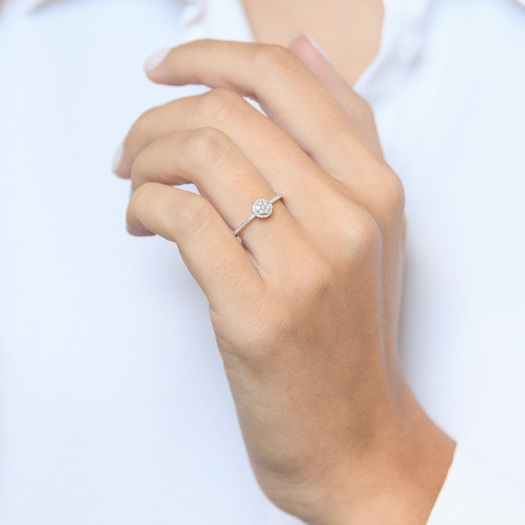 "Como" Ring, D 0.20/43 - 375/1000 Rose Gold