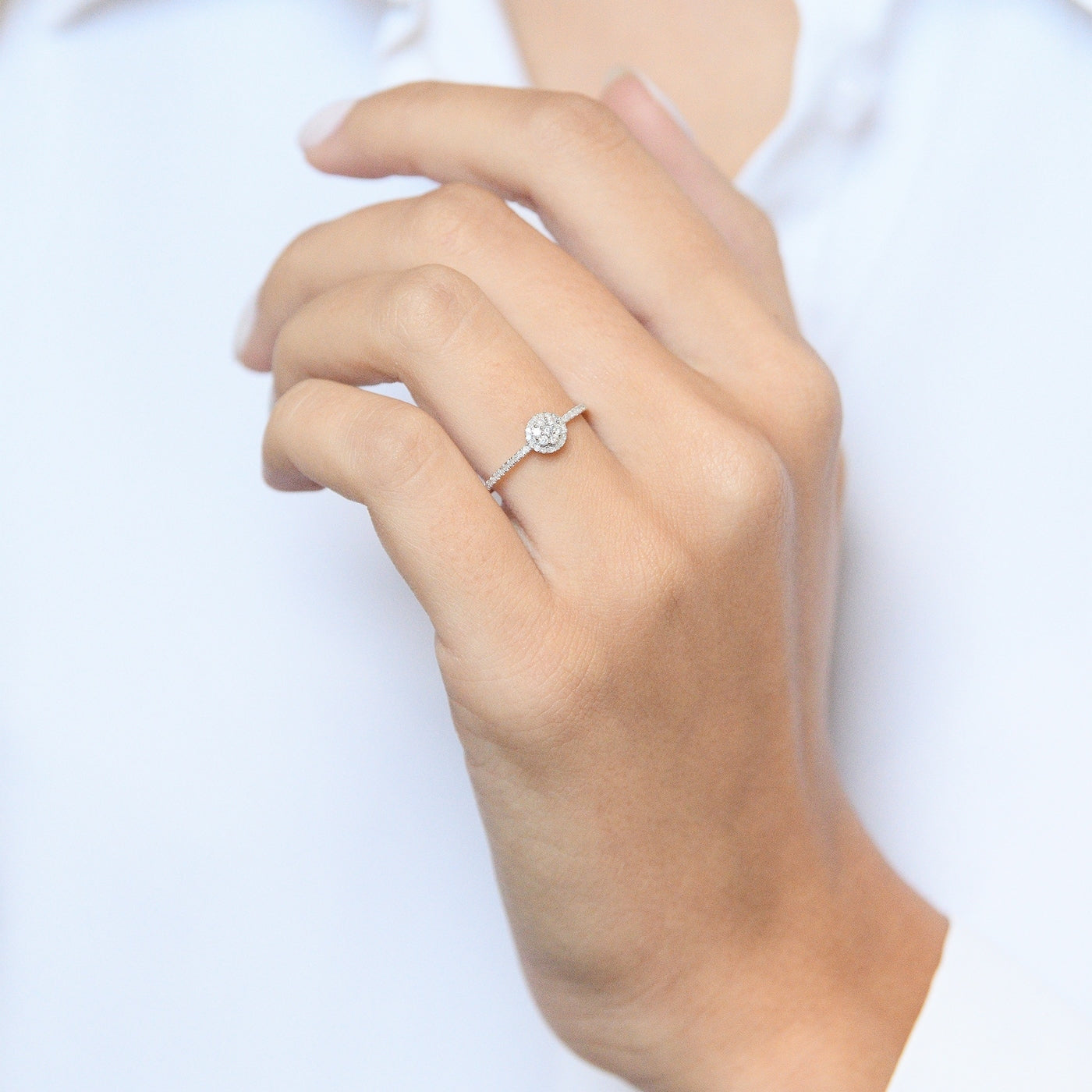 "Como" Ring, D 0.20/43 - 375/1000 Rose Gold