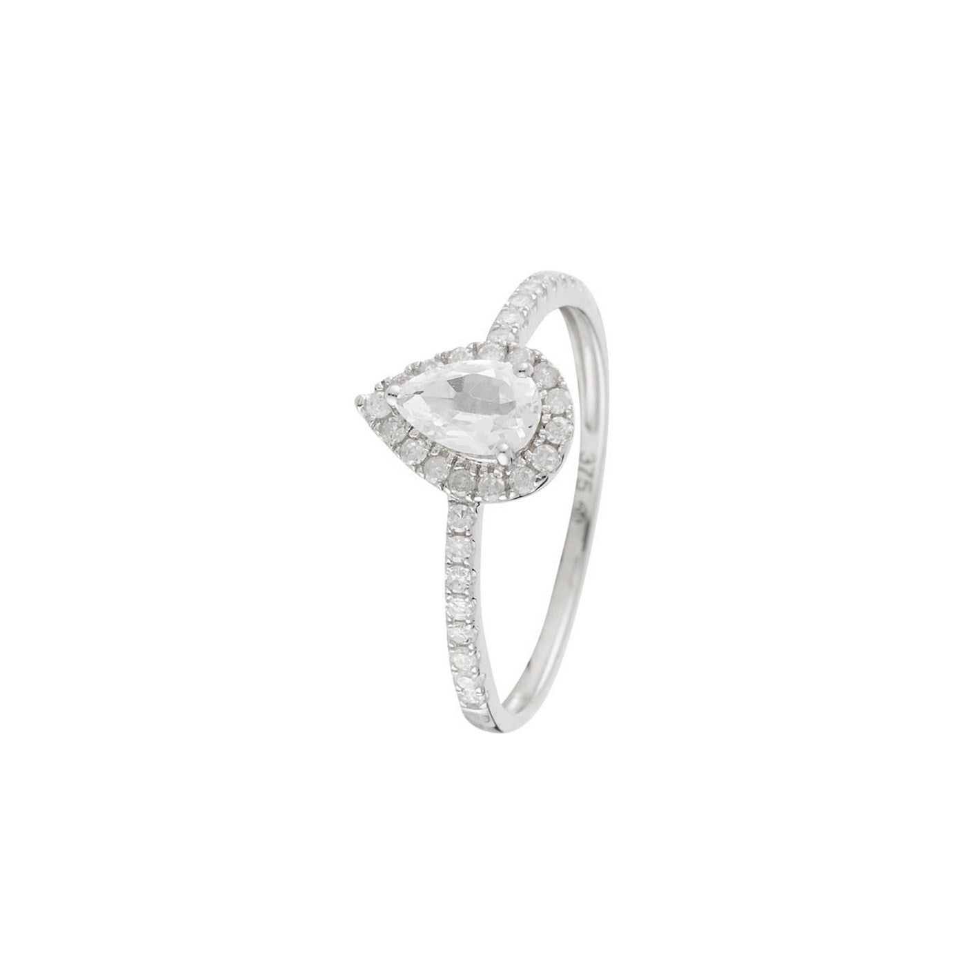 Anillo "Pescara" D 0.202/32 Topacio Blanco 0.825/1 - Oro Blanco 375/1000