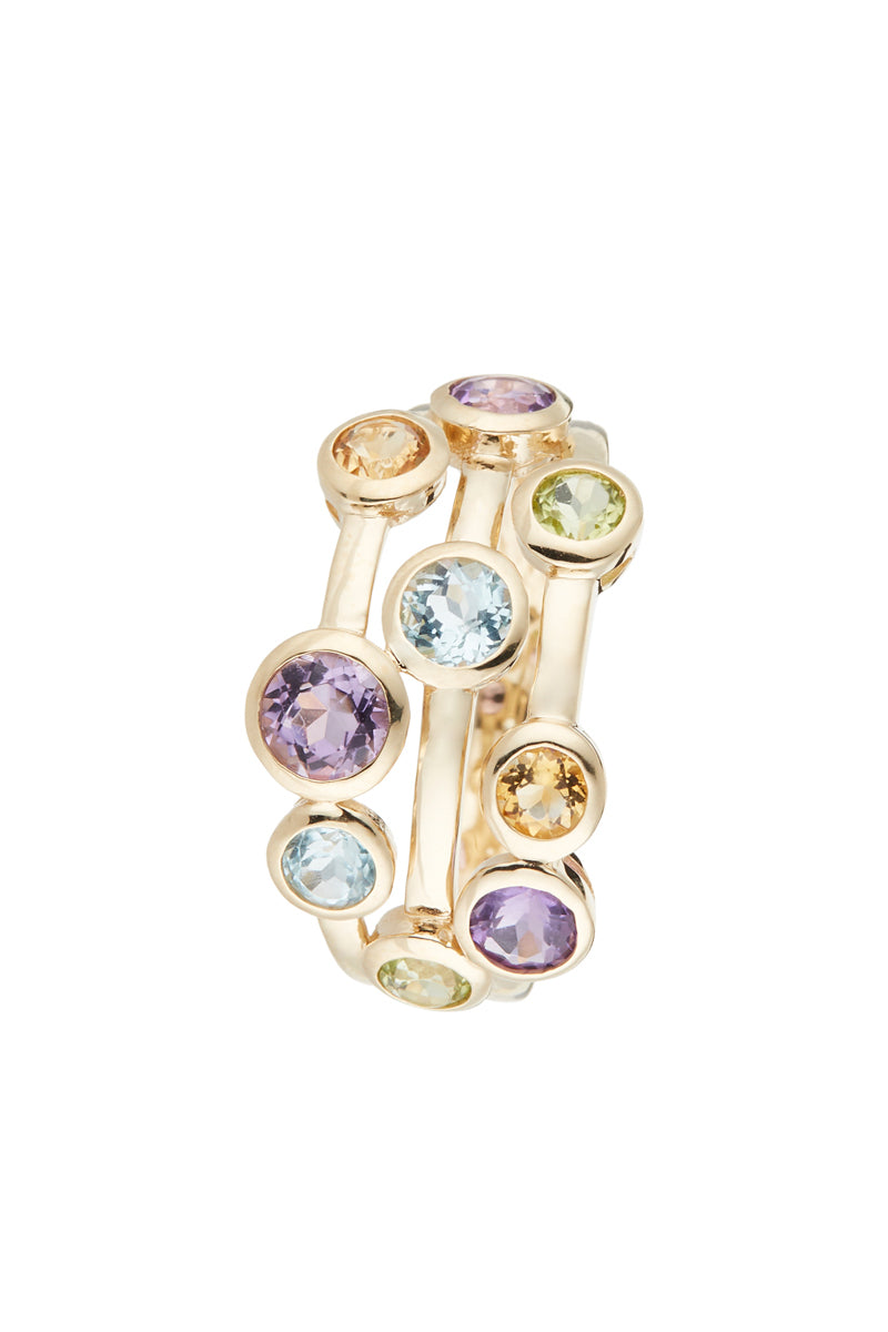 Bague "Kamina" Améthyste 0,62/3 Blue Topaze 0,5/2 Citrine 0,11/2 Péridot 0,17/2