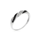 Anillo "Ragon" Diamantes 0.03/6 y Diamantes Negros 0.07/8 - Oro blanco 375/1000