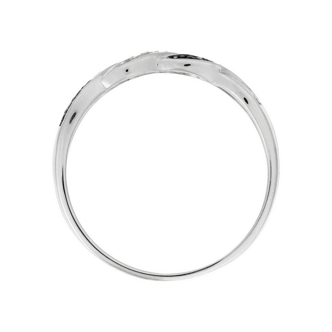 Anillo "Ragon" Diamantes 0.03/6 y Diamantes Negros 0.07/8 - Oro blanco 375/1000