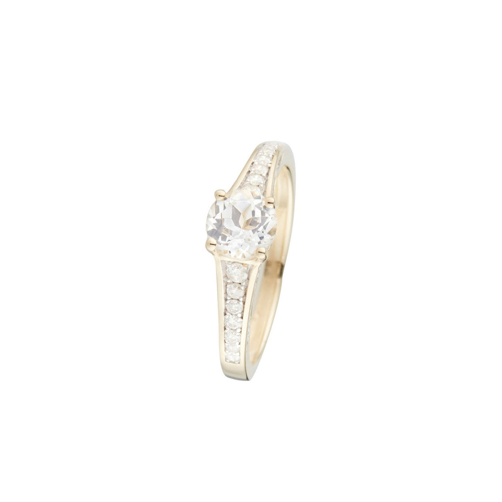 "Kriva" Ring D 0.21/40 White Topaz 1.43/1 - 375/1000 Yellow Gold