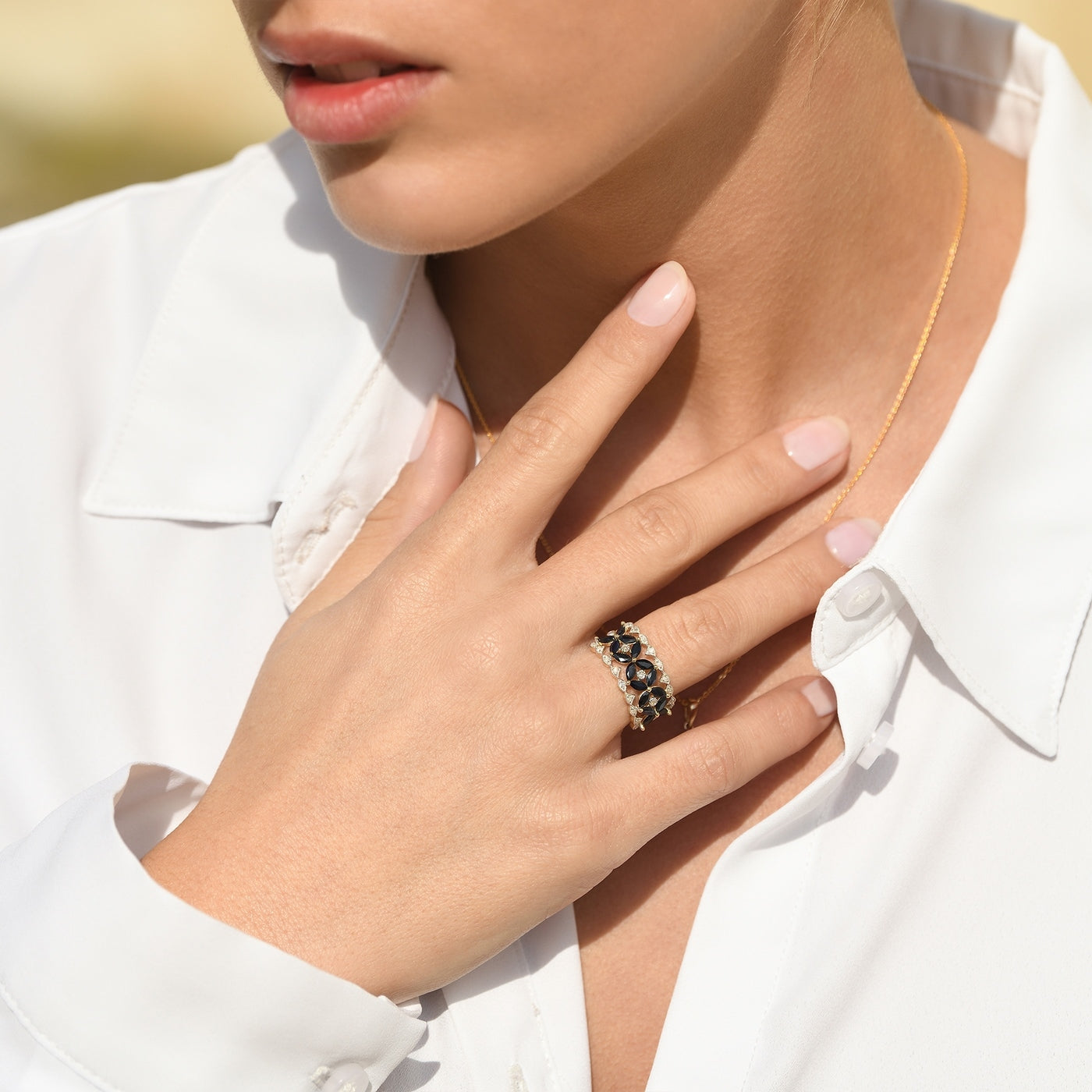 Bague "Setar" D 0,127/23 Saphir 0,127/16 - Or Jaune 375/1000