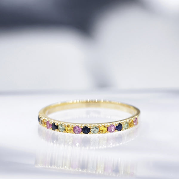 "Multicolor" Ring - 375/1000 Yellow Gold