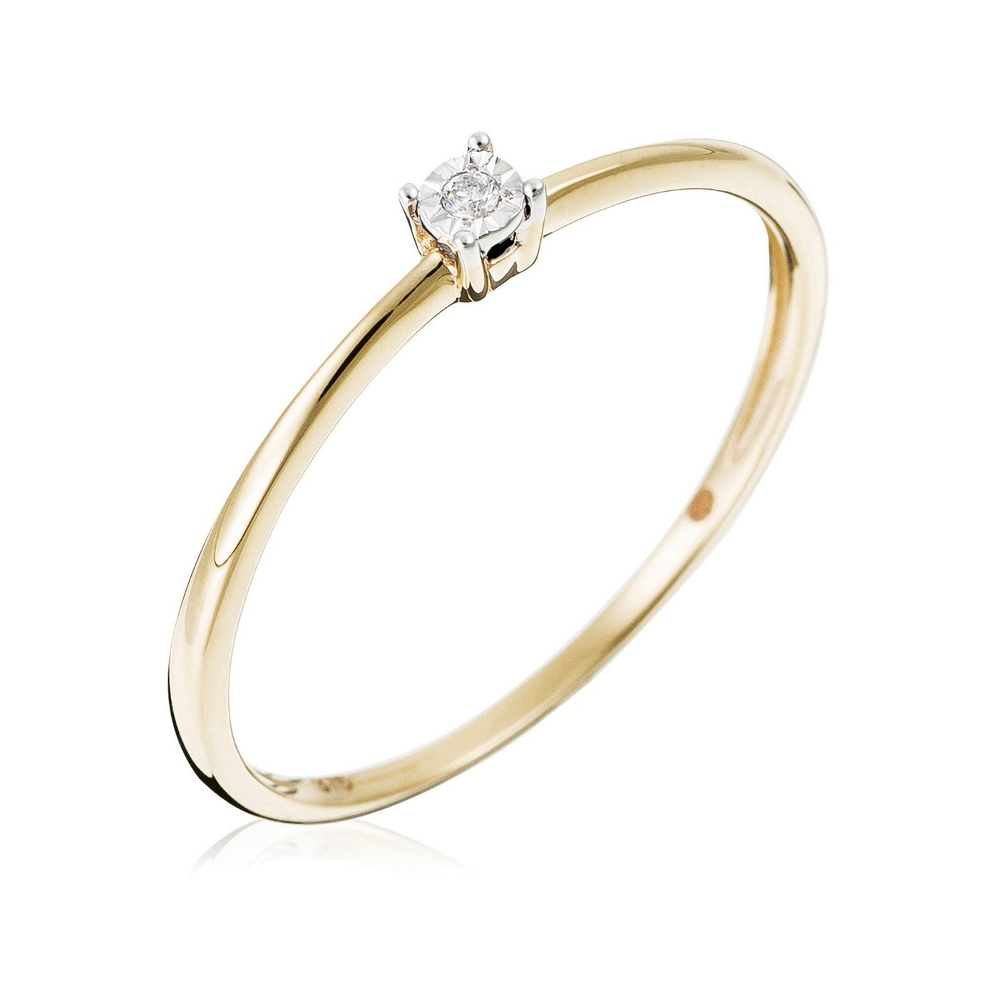 "Small Solitaire" Ring 0.01ct/1 - 375/1000 Yellow Gold
