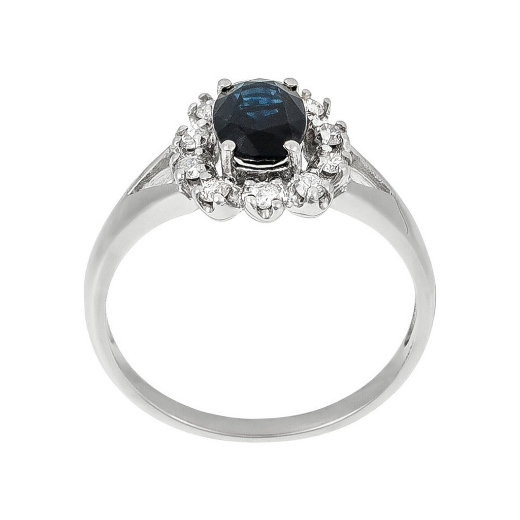 Pierścionek "Bahia" diamenty 0,21 ct/10 + szafir 1 ct/1 - białe złoto próby 375