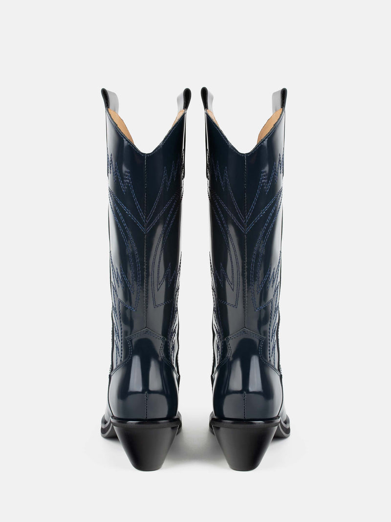Holly Leaves Boots - Navy