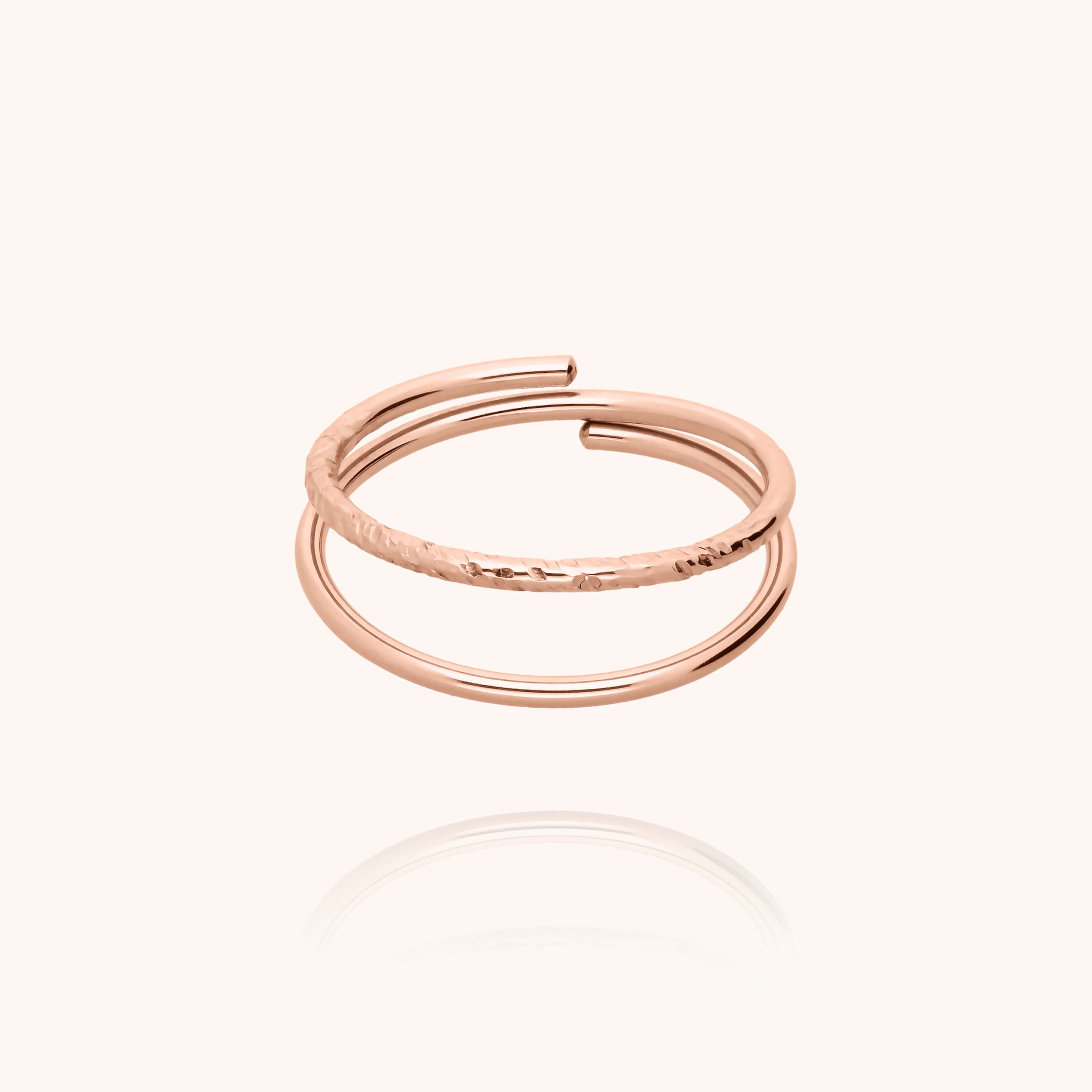 Anillo Afrodita Double Rings en oro rosa laminado — joyería hecha a mano Atelier Paulin