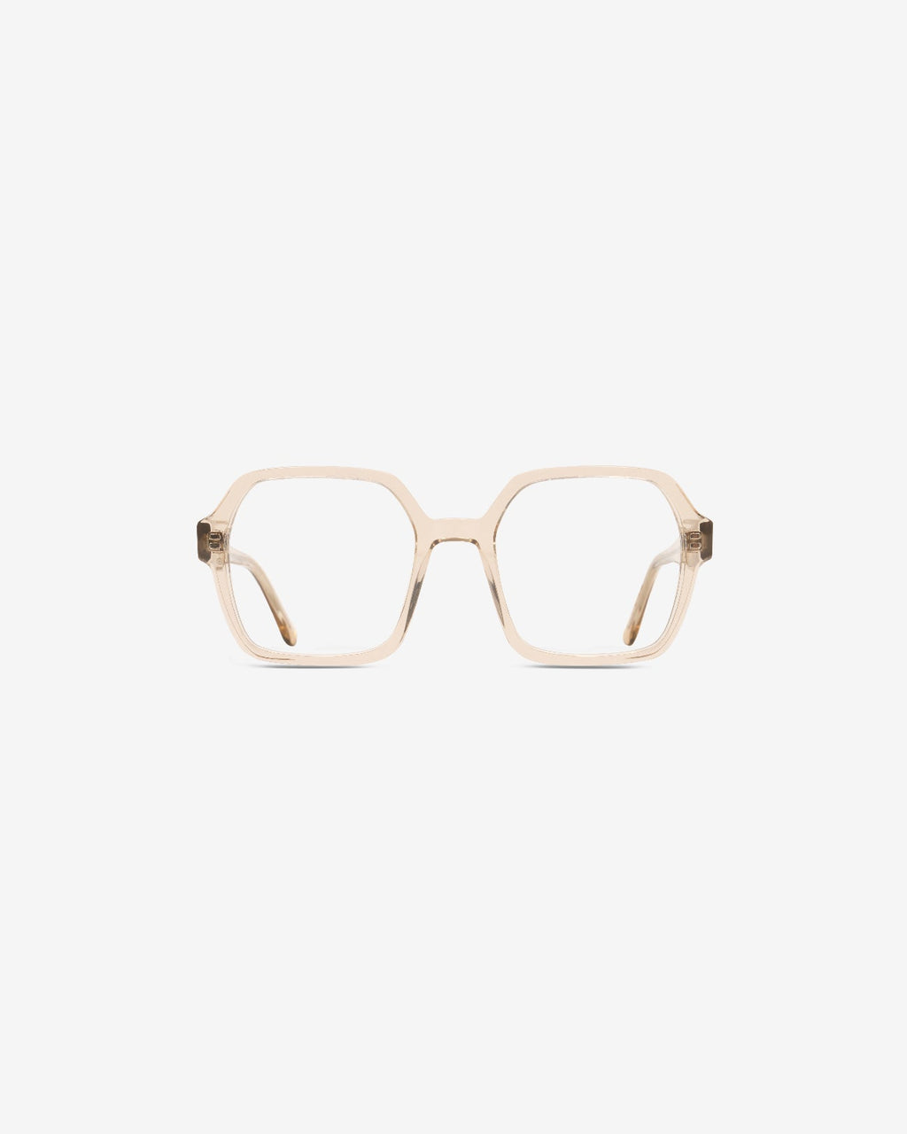 Lunettes de vue Barbara Champagne — monture hexagonale acétate, vue de face