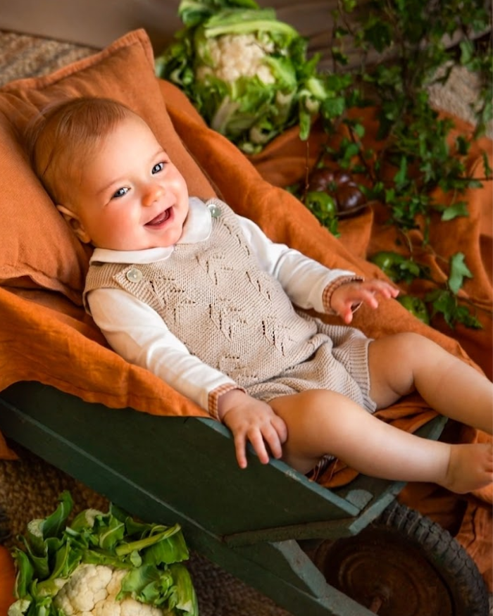 Barboteuse Maille Beige Unisexe