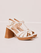 Sandales À Talons Blandine - Cuir Écru - Femme