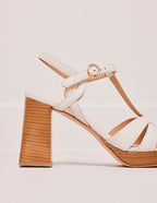 Sandales À Talons Blandine - Cuir Écru - Femme