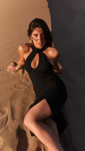 Body negro con cuello halter Flair Bodys